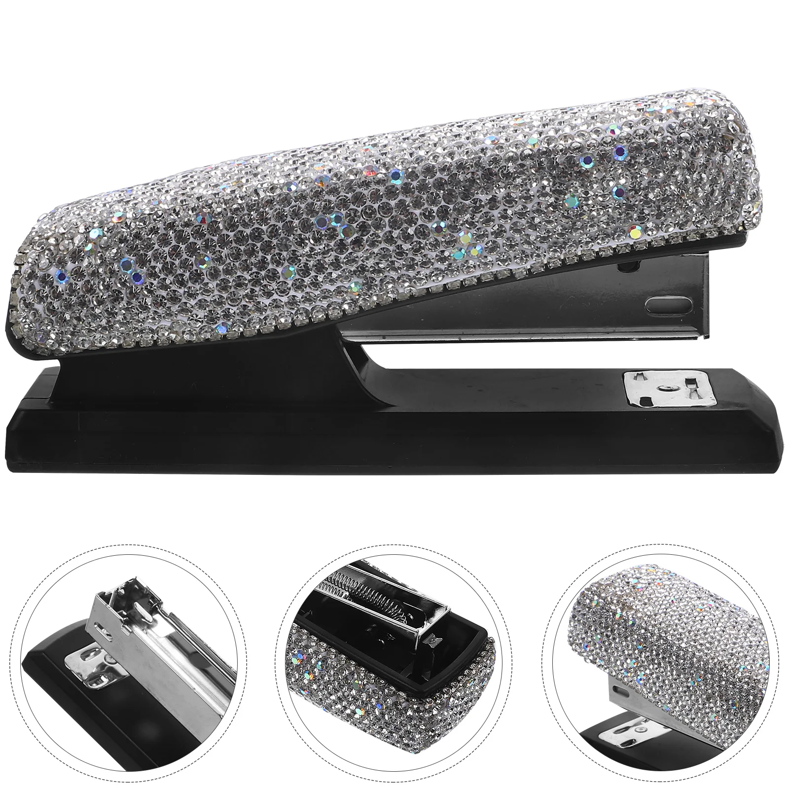 Strass Nietmachine Wit Kristal Kantoor Schoolbureau Heavy Duty Draagbare Diamant Paperclip Tool Stijlvol Creatief Desktop