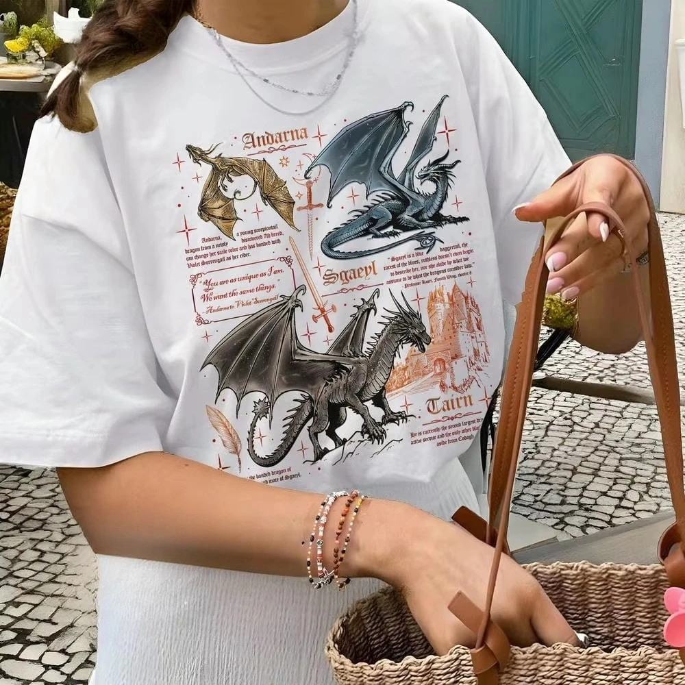 Sommer-Sonderangebot: Retro Fourth Wing Dragon Komfort-Shirt, Basgiath War College Shirt für Männer und Frauen, Vintage Top, Hip-Hop Oversized T-Shirt – Detail 3