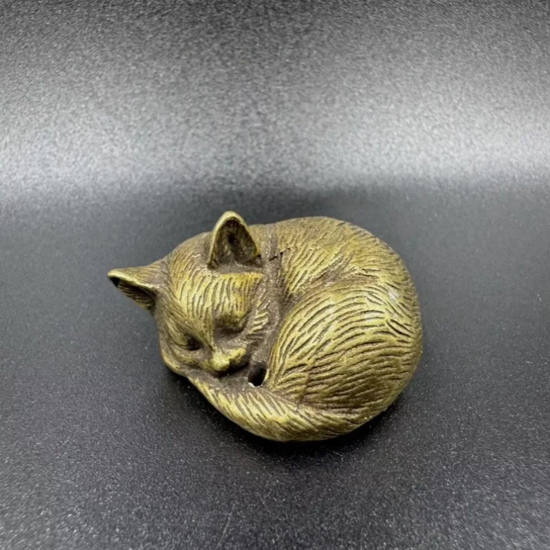 

27MM Collect Chinese Brass Animal Cute Little Kitten Cat Small Statue