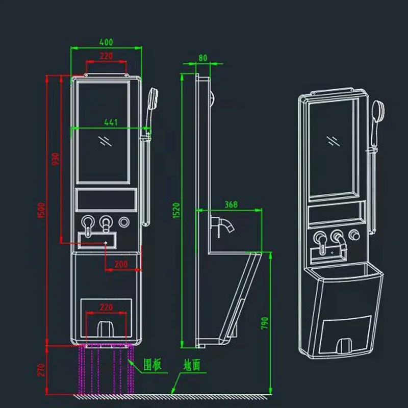 Multifunction Acrylic RV Shower Cabinet Combination Unit With Faucet And Shower Head For Campervan Bathroom For Marine Use