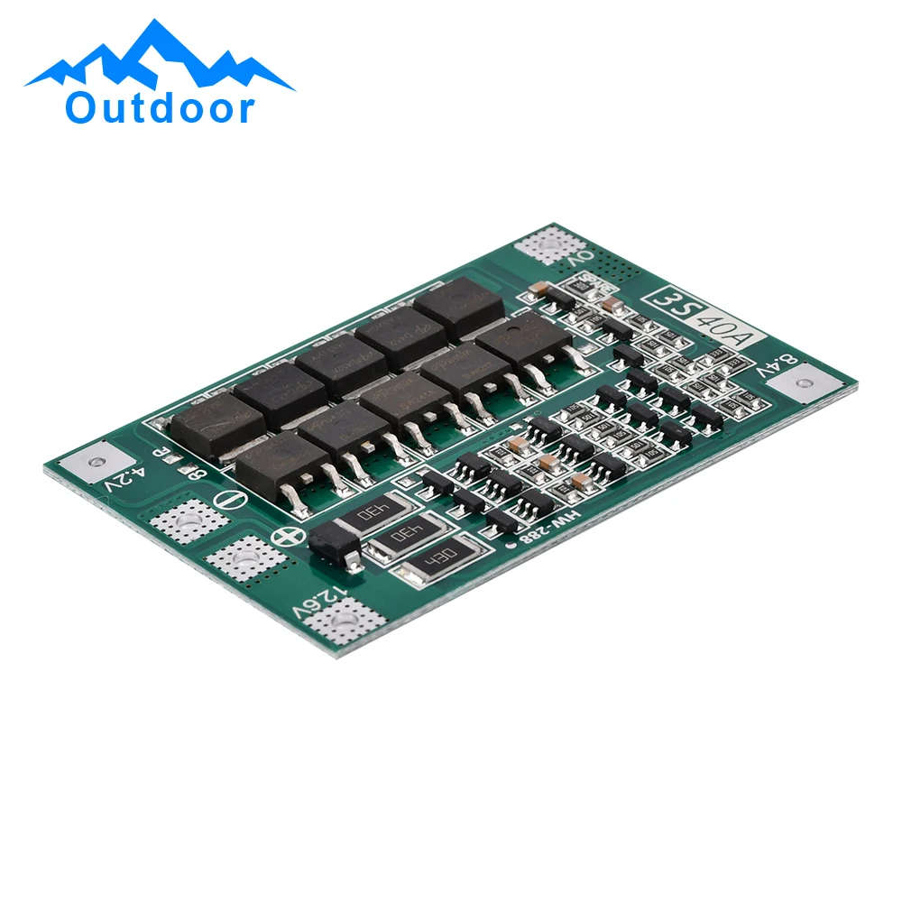 3PCS 2/3S Lithium Battery Protection Board Li-ion Lithium Battery PCB Protection Board Module Board with Balance Charging 20/40A