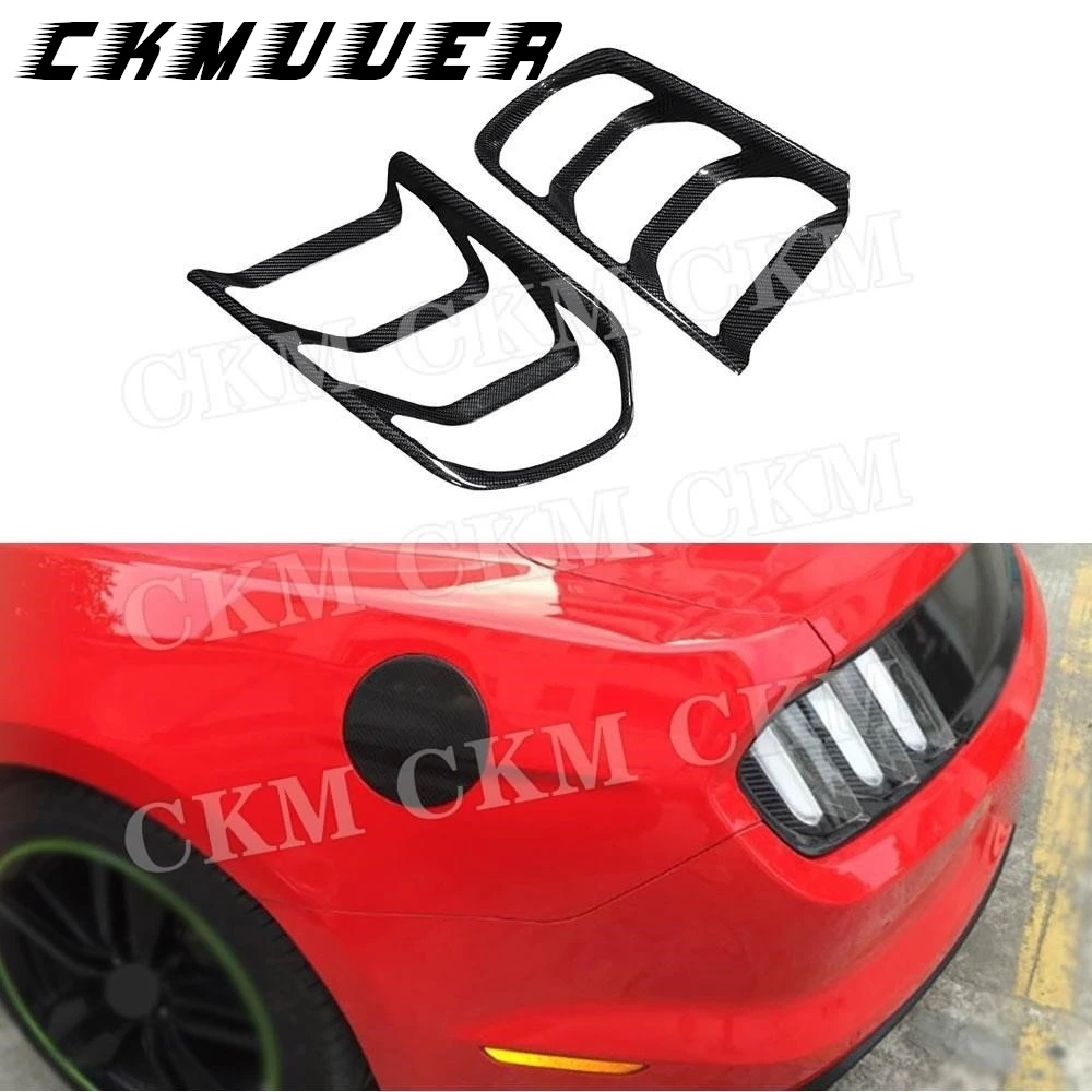 

CKMUUER Carbon Fiber Rear Bumper Tail Light Trim Rear Lamp Bazel Cover For Ford Mustang 2014-2021 Car Taillight Decorations