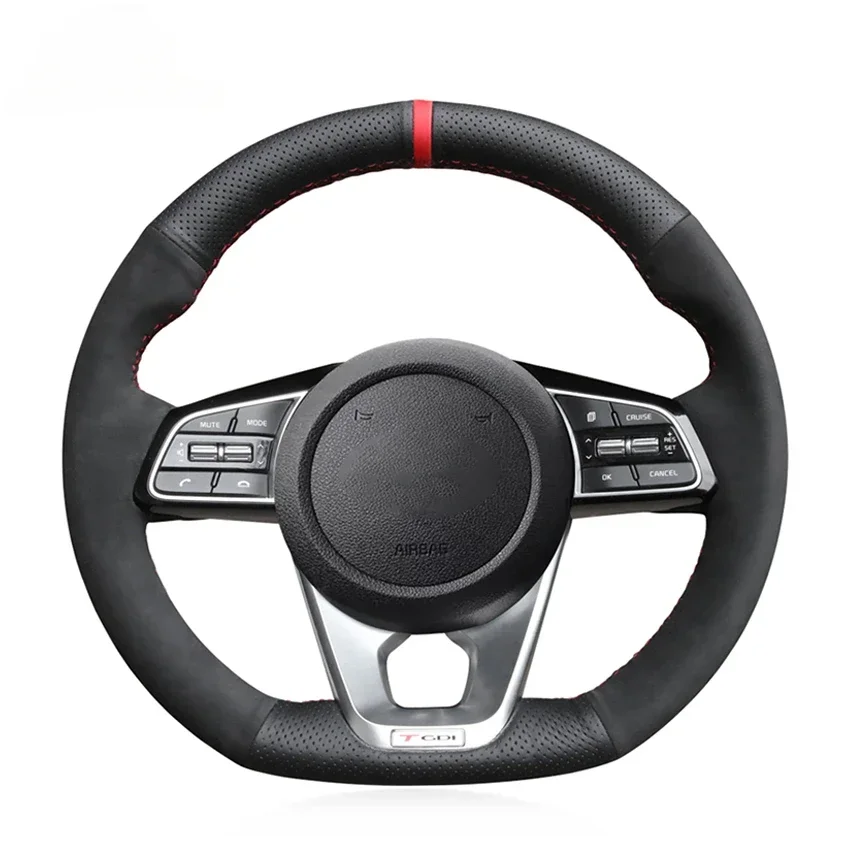 

Black Artifciial Suede Leather Car Steering Wheel Cover for Kia K5 Optima Forte Sportage Cerato Ceed Cee'd (GT-Line) 2018-2022