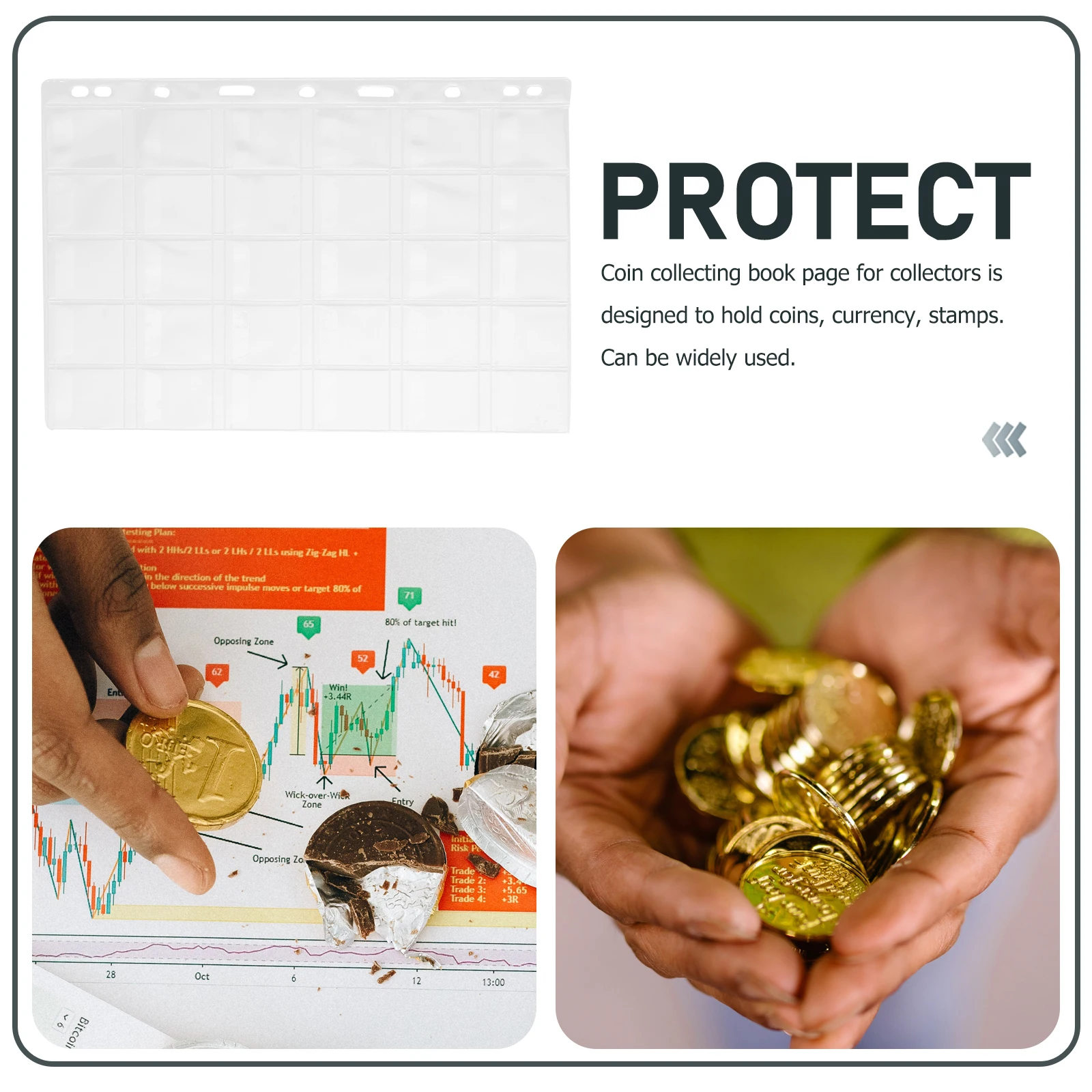 

10 Sheets Collection Page 9 Holes PVC Clear Inserts Binder Pockets Currency Coin Collectors Supplies Holders Coin Sleeves