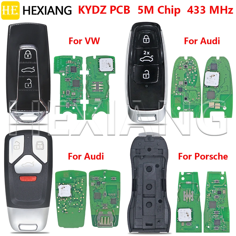 HE KYDZ PCB 5M Chip 433MHz Chave remota de carro de proximidade para Audi A3 A4 A5 A6 A7 A8 Q5 Q7 RS VW Touareg Porsche MLB Cayenne Panamera