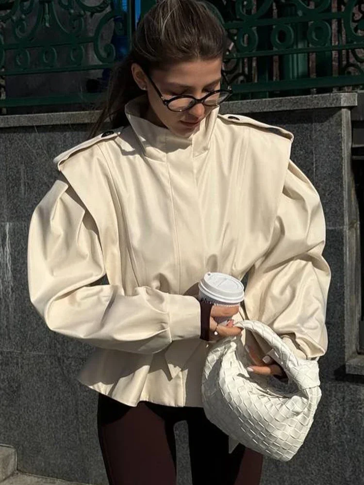 

2025 Autumn Women Trench Coat Belted Loose Bomber Jacket High Street Fashion Windbreaker Lapel Long Sleeve Zipper Button Solid