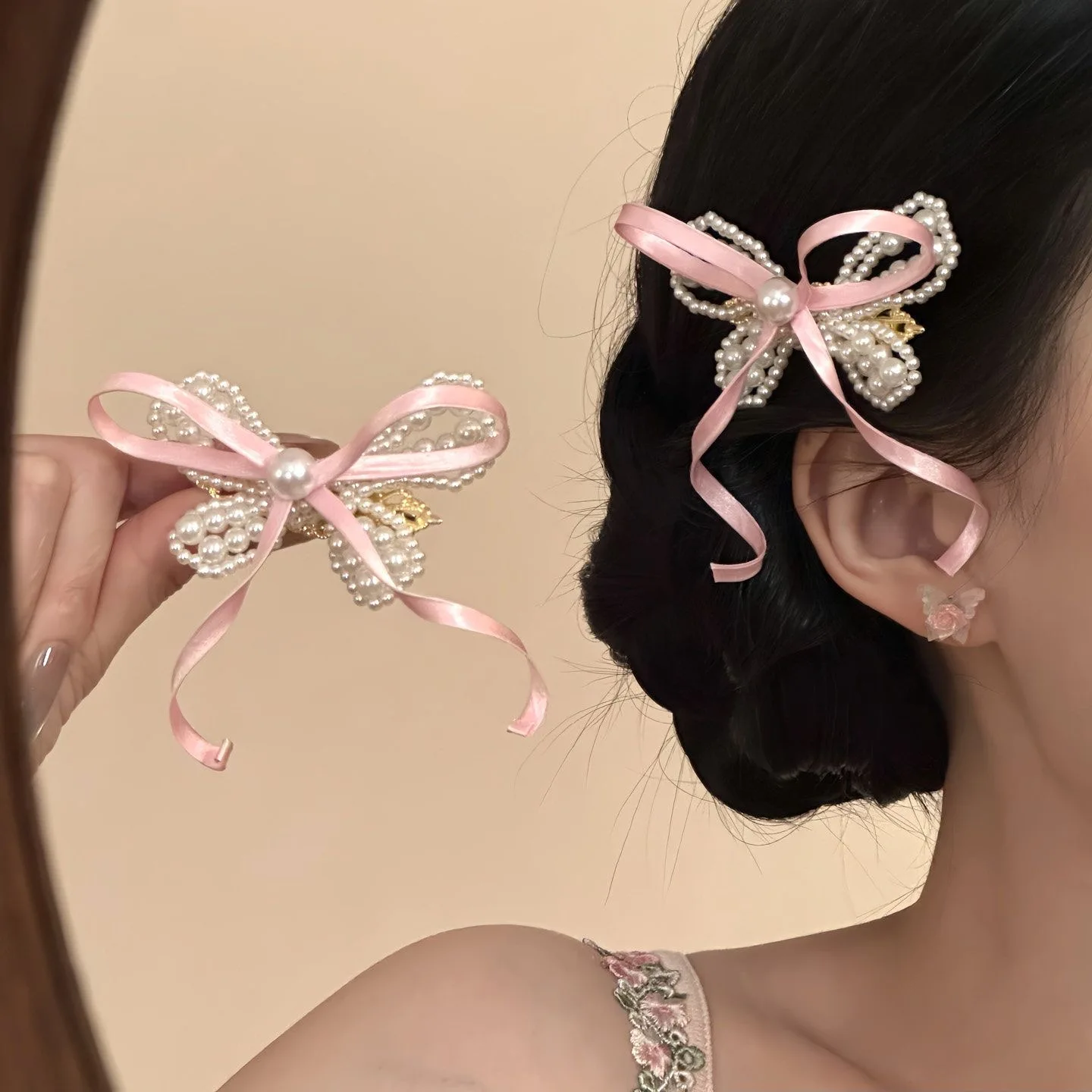 

【1Pcs】Butterfly Hair Accessories and Headwear Y2K Accessories Pearl Hair Bow Specialty and Novelty Accessories Hair Clip Hairpin