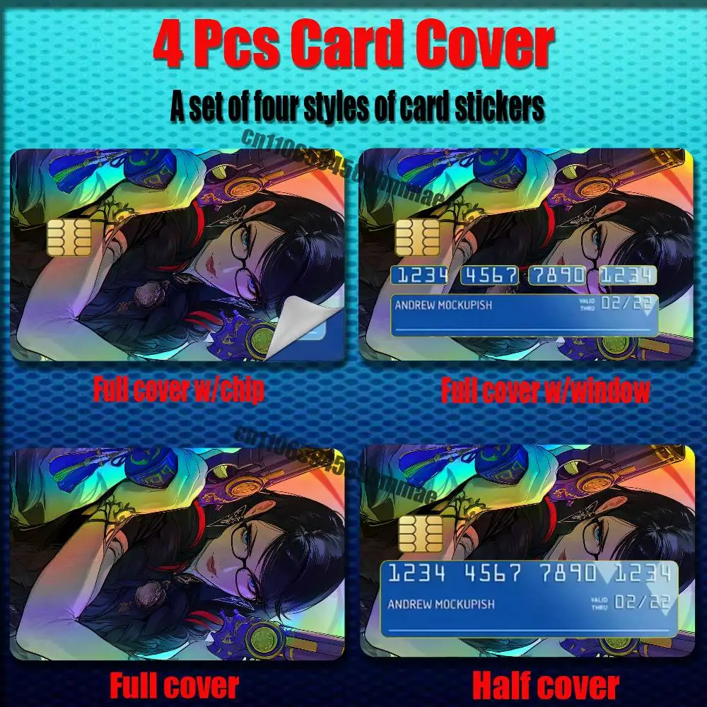 For Bayonetta Jeanne Credit Bank Sticker ID Access Card Cover Skin Rainbow Color Laser Stickers Film
