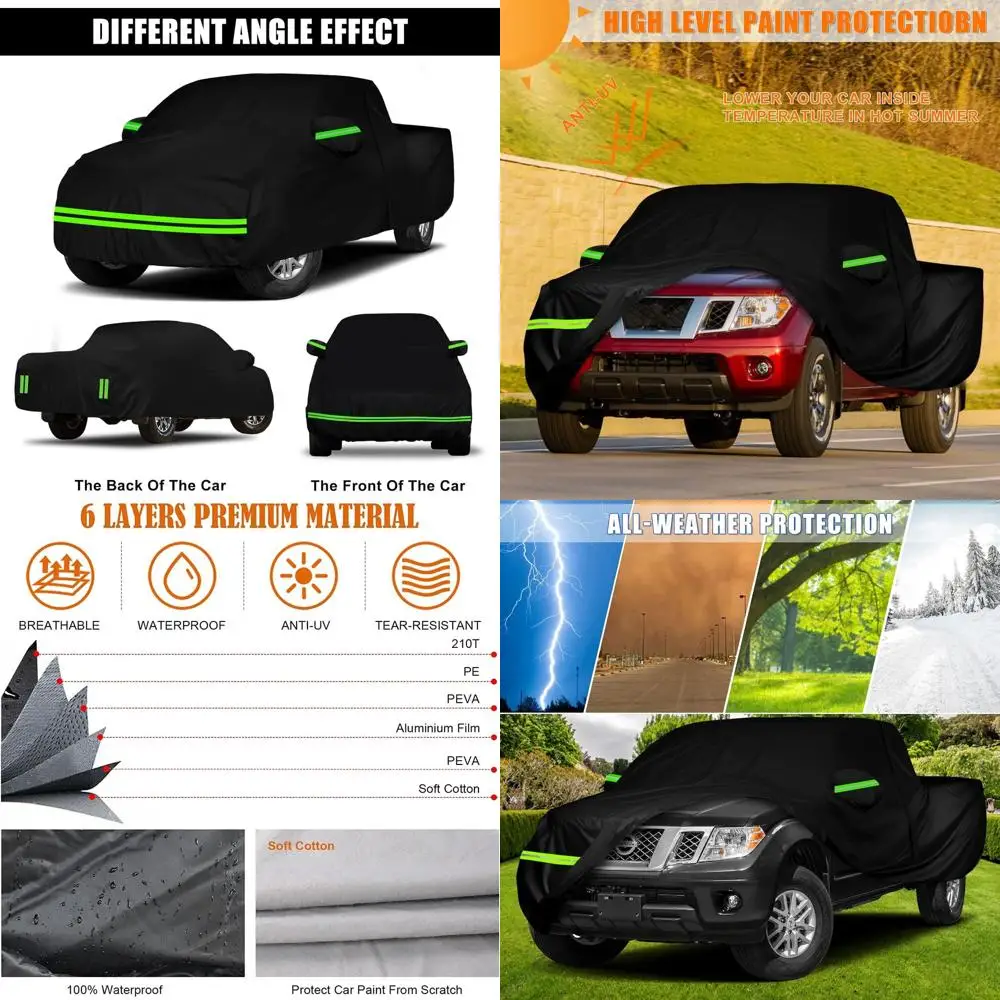 

All-Weather 6-Layer Waterproof Truck Cover for Nissan Frontier Crew Cab 5ft Bed with Zippered Door