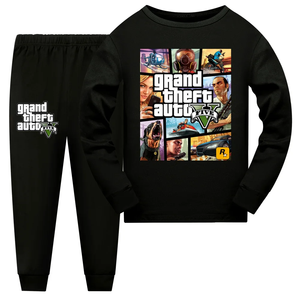 Grand Theft Auto Game GTA 5 Clothes Baby Girls Homewear Boys Nightwear Pajamas Teenager Kids Pyjamas Children Christmas Pijama