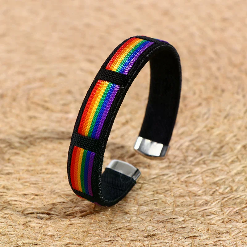 Lesbians Gays Bisexuals Rainbow Bangle Bracelets Rainbow Couple Open Bracelet High Quality