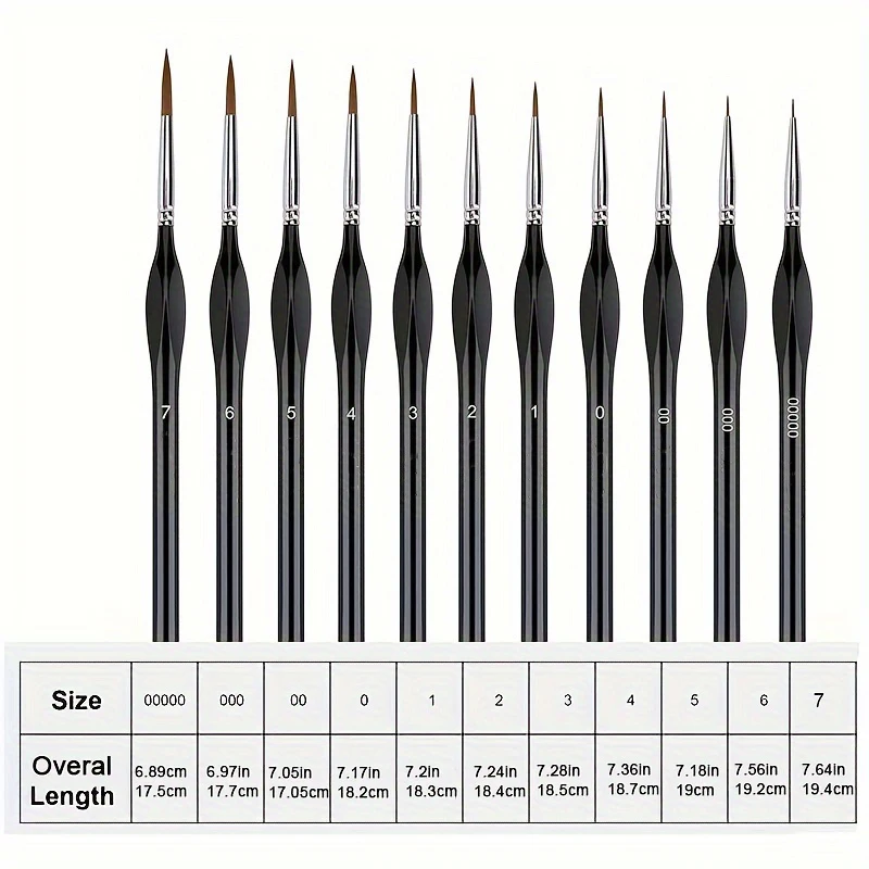 11pcs Fine Detail Paint Brush Set - Sturdy & Precise Miniature Brushes - Ideal for Warhammer 40k, Model & Art Painting