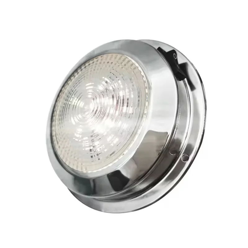 3-дюймовый светодиодный круглый потолочный светильник для кабины из нержавеющей стали, кнопка для яхты, морские аксессуары