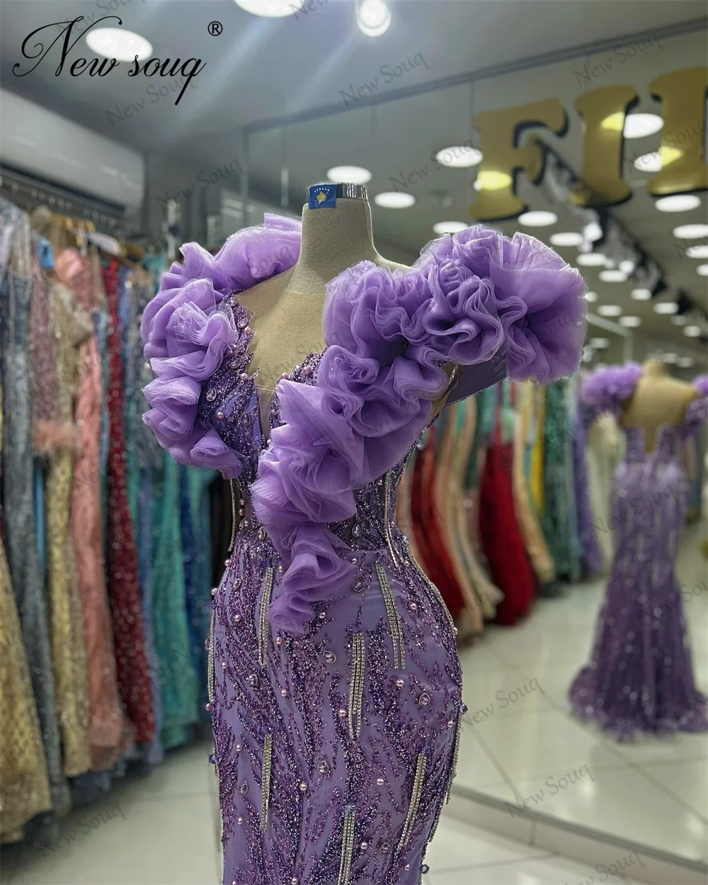 Vestido De Noite Frisado Roxo Para Mulheres, Cristais Em Camadas, Vestido De Celebridades, Árabe, Festa De Dubai, Vestido De Noivado