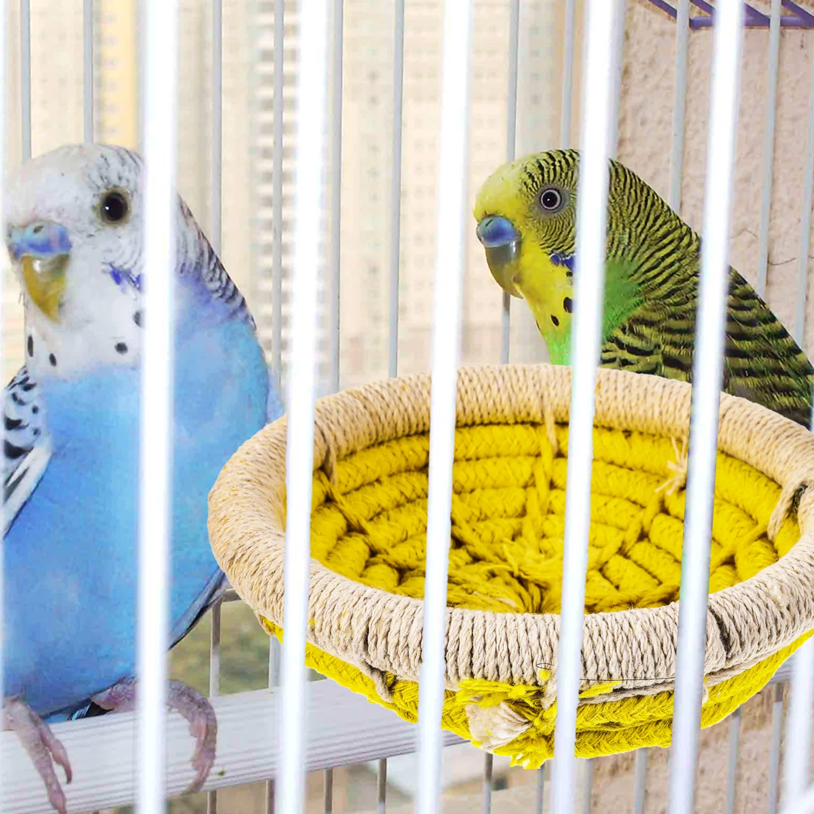 

Bird Nest for Cage Cockatiel Cotton Rope Where Woven Birdhouse The Bird's Handmade
