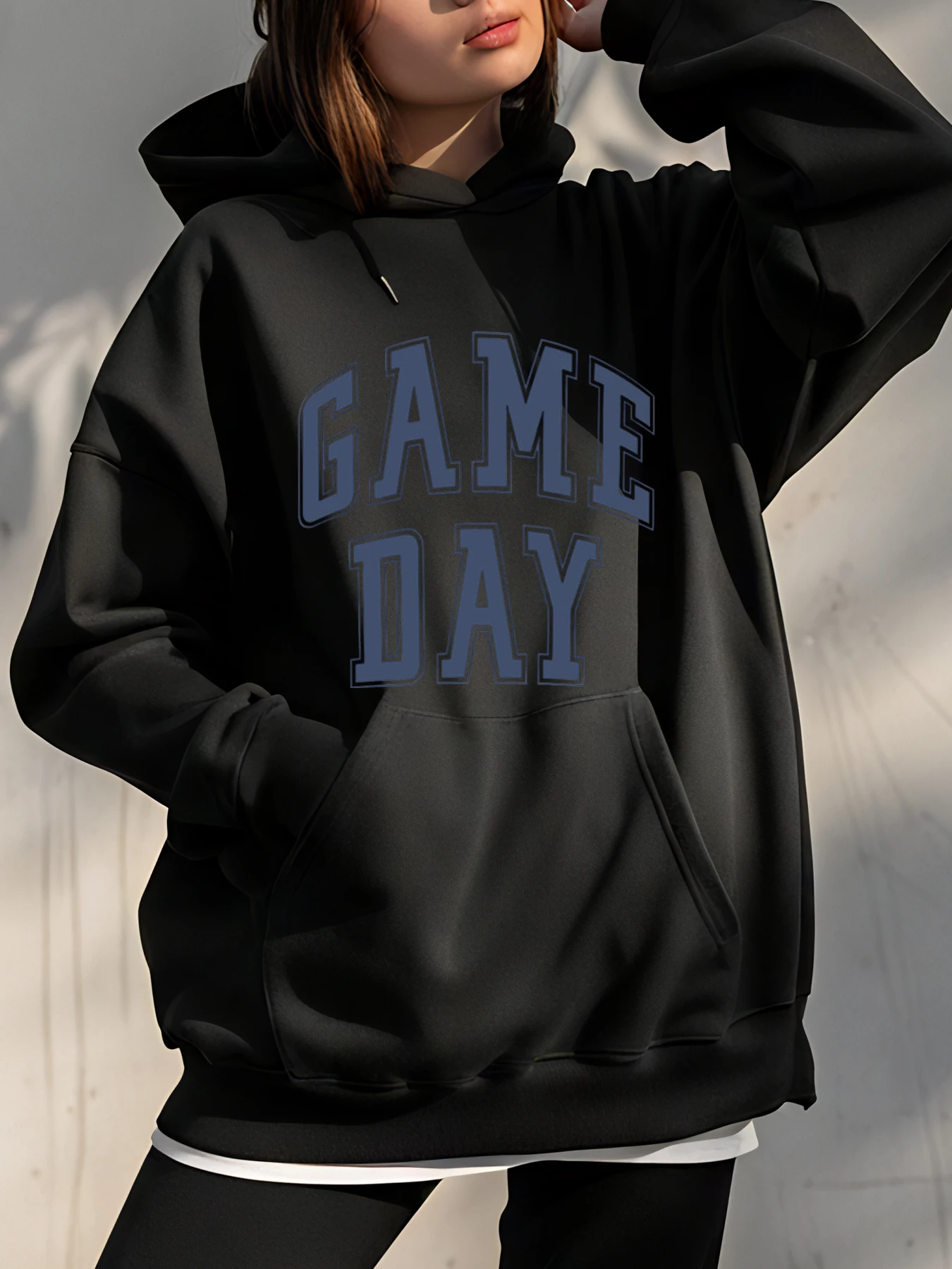 

Толстовка с капюшоном Game Day с принтом, унисекс, негабаритная повседневная уличная одежда для женщин и мужчин, спортивная одежда, модный свитер, наряд