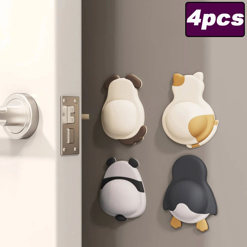 

Силиконовые наклейки на дверной стопор для домашних животных, самоклеящиеся ручки для предотвращения столкновений, бамперы, защитная накладка, противоударный бесшумный дверной стопор, коврик