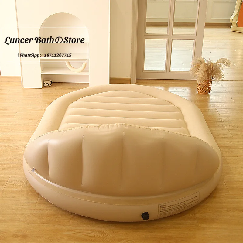 Inflatable Mattress Outdoor Portable Air Mattress Bed Backrest Single Double Thickened Flocking Bed Camping Home Air Mattress