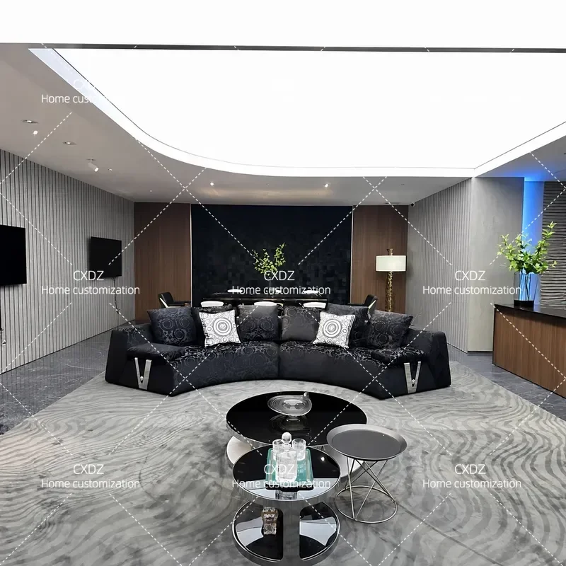 Italian Minimalist Light Luxury Living Room Sofa Set Curved Large Apartment Fabric Corner Sofa 2025 New Model Hot Selling