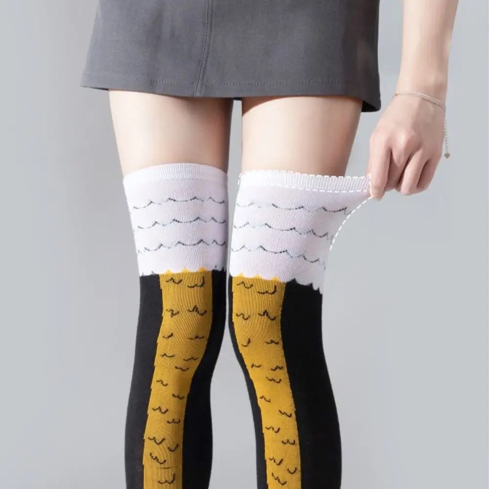 Novidade Algodão Chicken Feet Socks, Chicken Feet Socks, Respirável, Harajuku Street, Long Compression Socks, 3D Print, Acima do joelho, Novidade