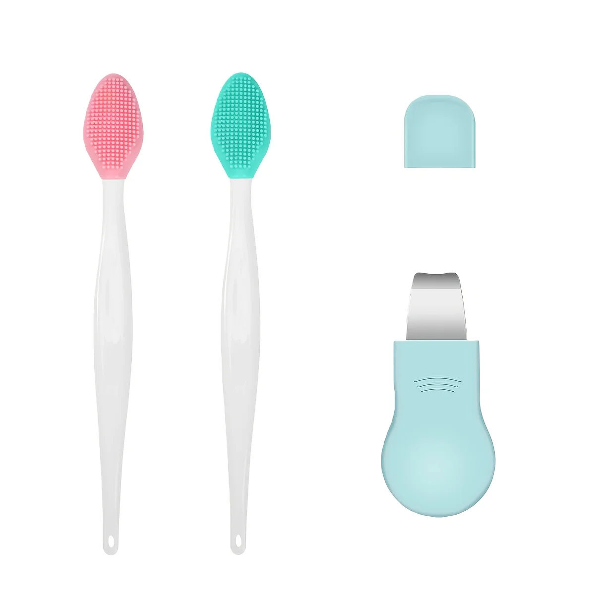 Set di strumenti per la rimozione dei punti neri del naso in silicone da 3 pezzi, strumento per raschiare i punti neri, spatola per la pelle per scrubber per il viso, scrubber esfoliante per il viso