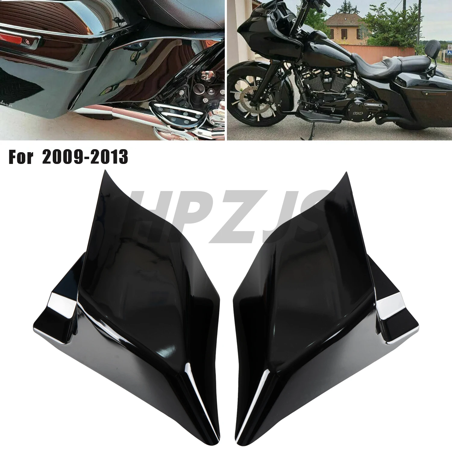 

For Harley Touring Baggers Street Electra Glide 2009-2013 Motorcycle Stretched Extended Side Cover Panel Gloss Black