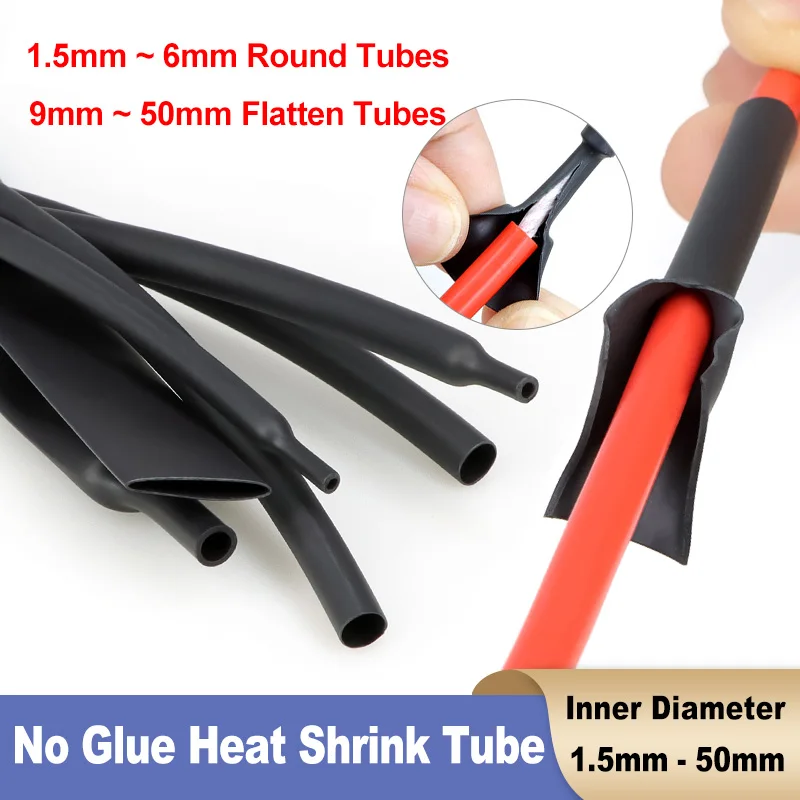 3:1 Heat Shrink Tube 1.5/3/4.5/6/9/12/15/18/24/30/39/50mm No Glue Polyolefin Insulated DIY Wies Repair Wrap Protective Sleeving
