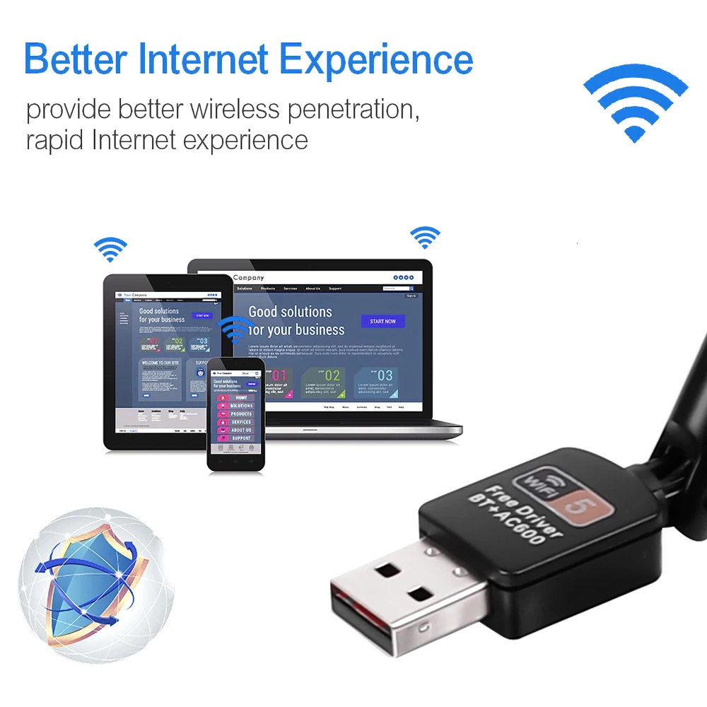 650Mbps Wireless Network Card USB WiFi Adapter 2.4G 5Ghz Dual Band 802.11AC RTL8811 USB Dongle Antenna Free Drive WiFi Receiver