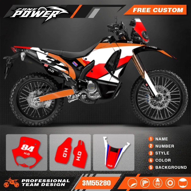 

Powerzone Motorcycle Graphic Decal Stickers Kits For Honda CRF250 2017 2018 2019 2020 RALLY Number Name Customize 02