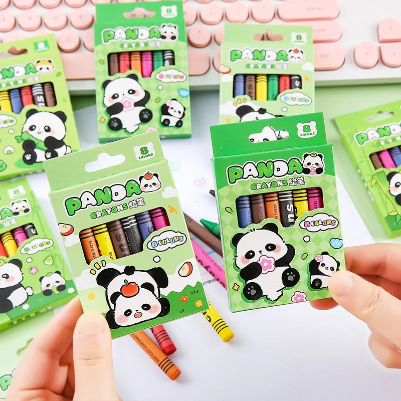 2 Sets Student Stationery Panda Crayon Set Color Children Coloring Graffiti Crayon Art Brush Student Prize