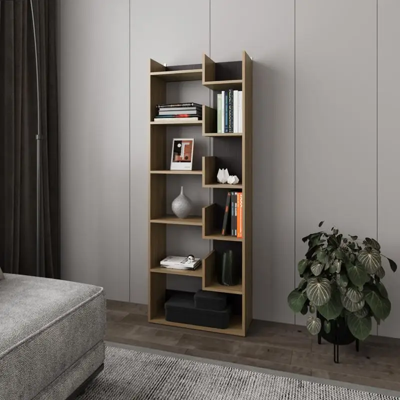 

Office Bookcase, Magnolia Design, Macadamia and Black Finish, Modern Storage Solution for Home or Workspace