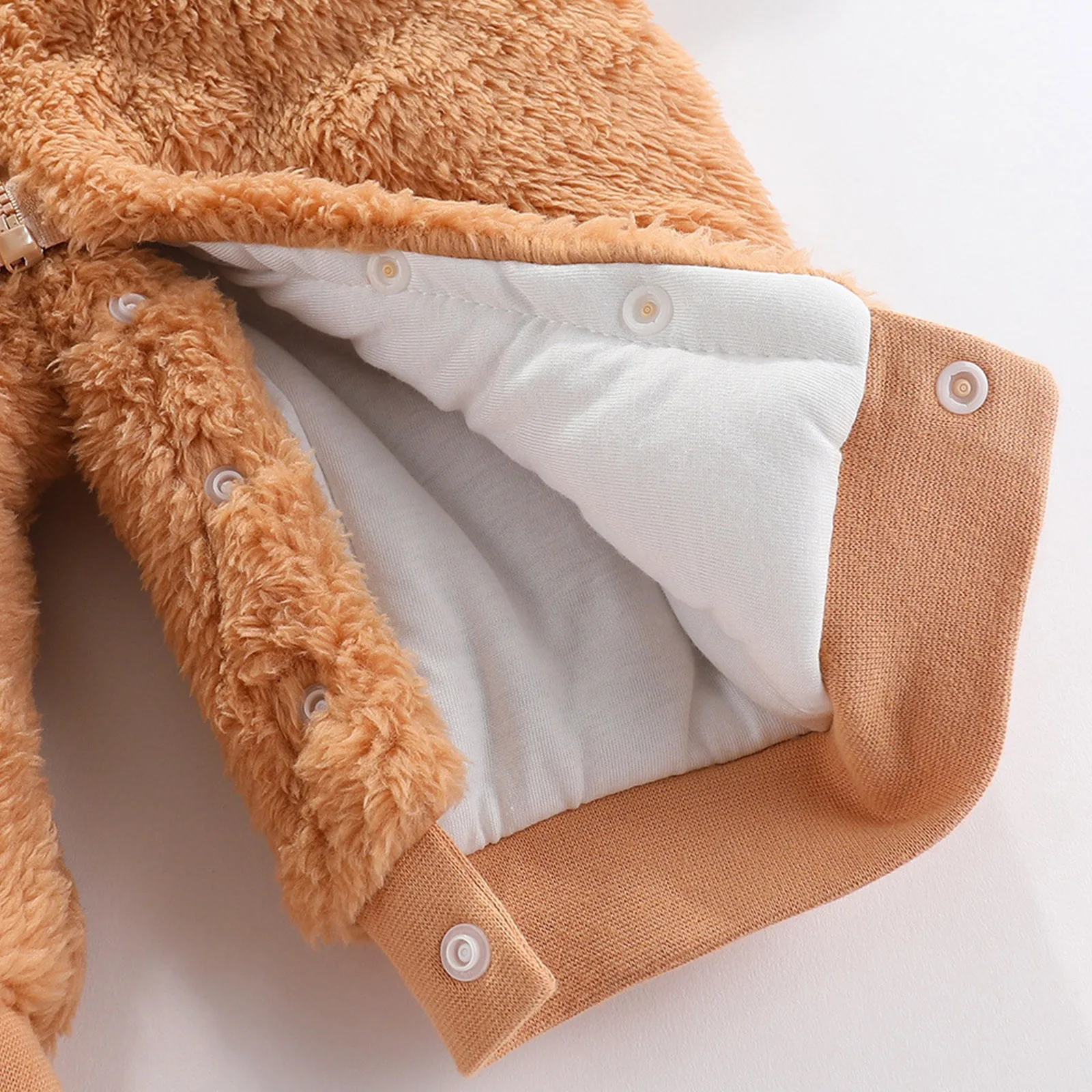 Baby Winter Warm Hooded Rompers Long Sleeve Zipper Thick Fleece Jumpsuit Coat Teddy Bear Bodysuit Outerwear Daily Wear Homewear