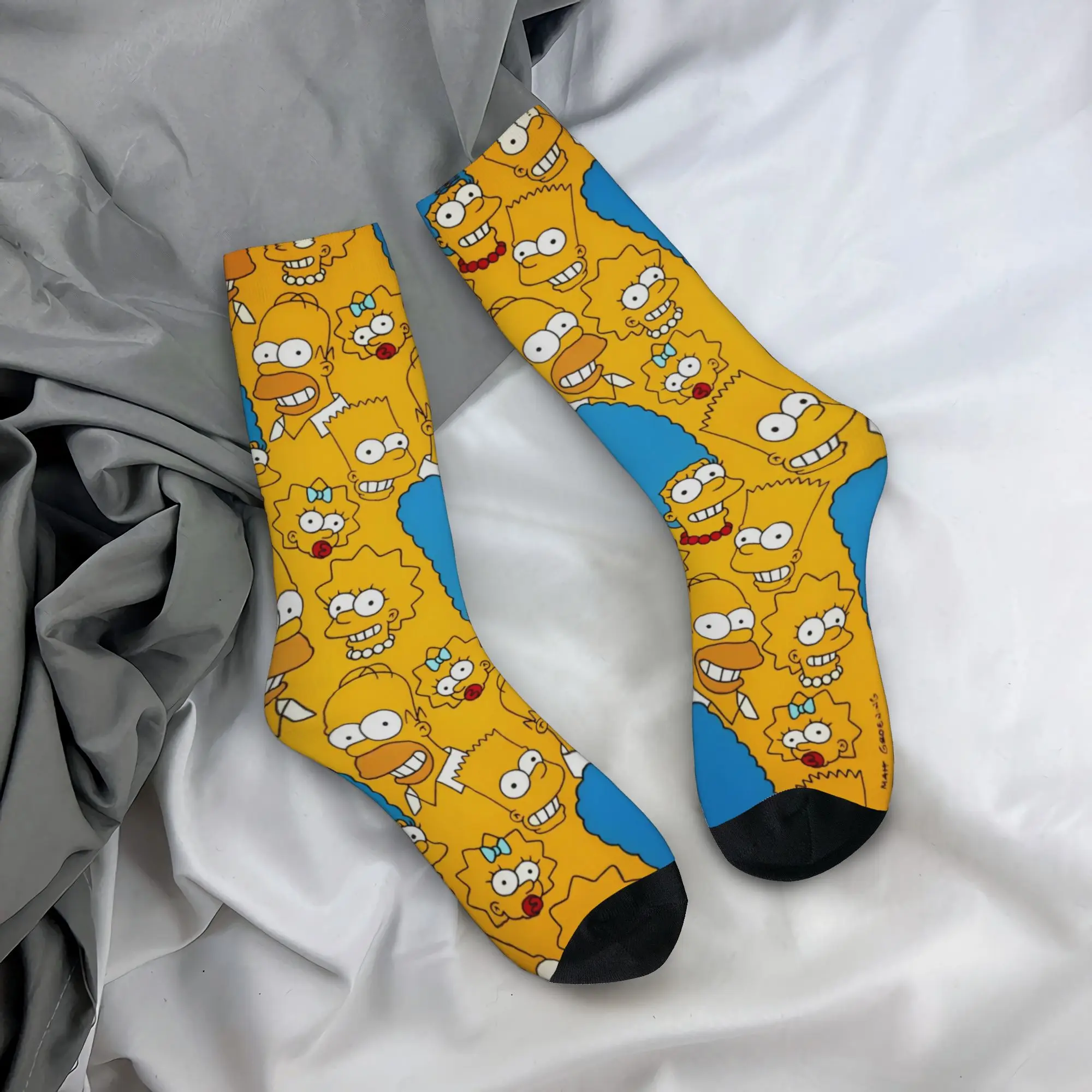 Happy Funny Unisex Socks Simpsoneds Merchandise Soft  Sport Dress Socks All Season