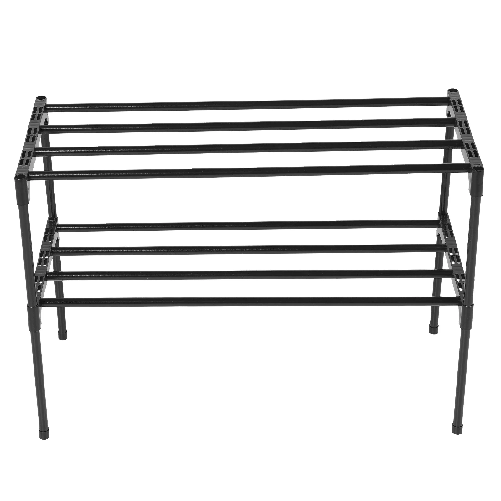 

Entryway Shoe Rack Cabinet Shelf Double-layer Shoes Wardrobe Black Stainless Steel