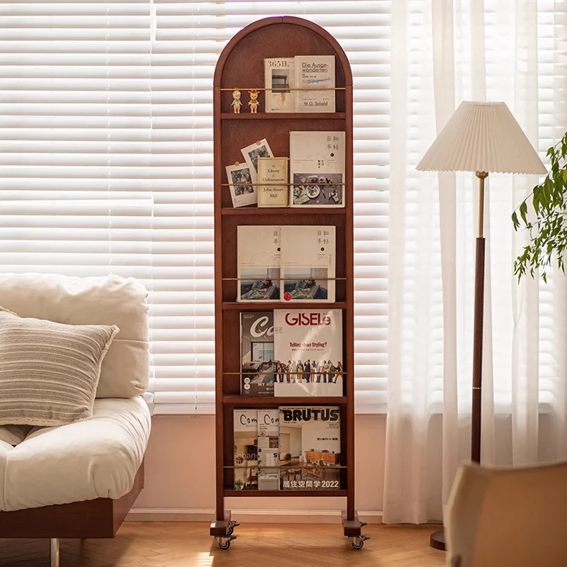 Medium retro style dressing full body mirror magazine bookshelf removable home floor ins bedroom rotating hidden type