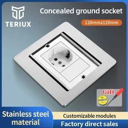 Factory Direct Sales Double Door Open Type Floor Plug Silver stainless steel floor receptacle home use recessed socket