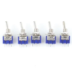 5PCS Blue Mini MTS-102 3-Pin SPDT ON-ON 6A 125VAC Miniature Toggle Switches MTS-103 MTS-202 MTS-203 6PIN ON-OFF-ON