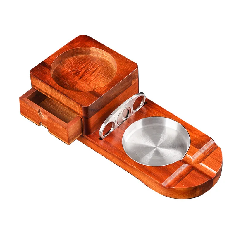 Cigar Ashtray, Wooden Ashtray, Whiskey Glass Holder With Drawers, Cigar Ashtray, Steel Groove