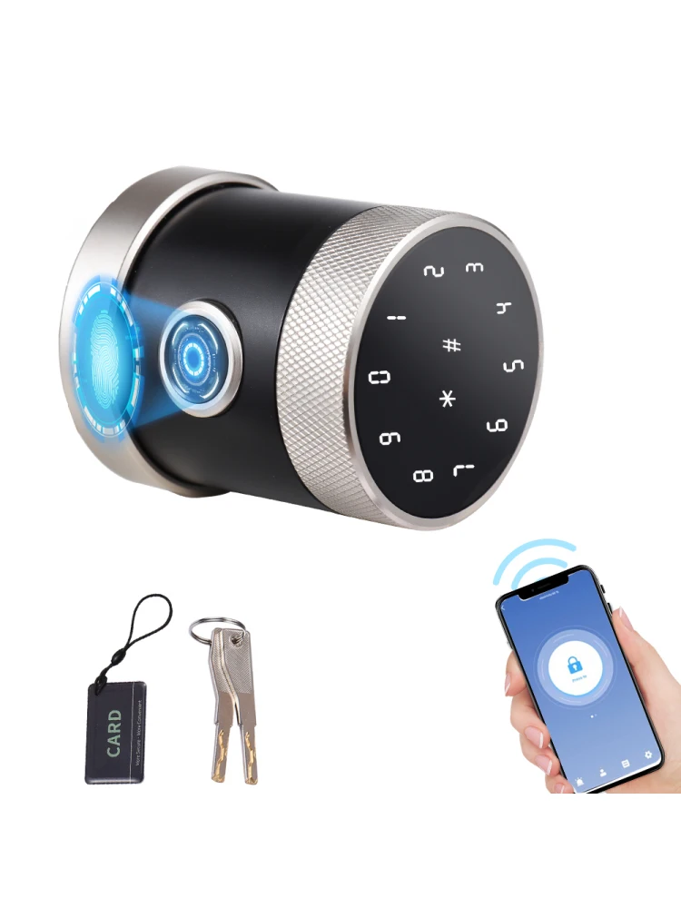 5-in-1 Unlock Smart Door Lock Keyless Entry Biometric Door Knob with Keypad BT Tuya App Remote Control Password Fingerprint