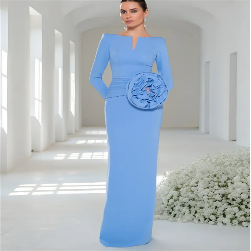 Blue Mother of Bride Dresses Wedding 2025 Long Dresses Wide-waisted Groom Mother Dress Women's Elegant Party Dress Customized