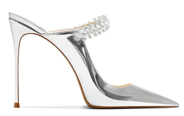 

2025 White Patent Leather Thin Heel Pointed High Heels Women