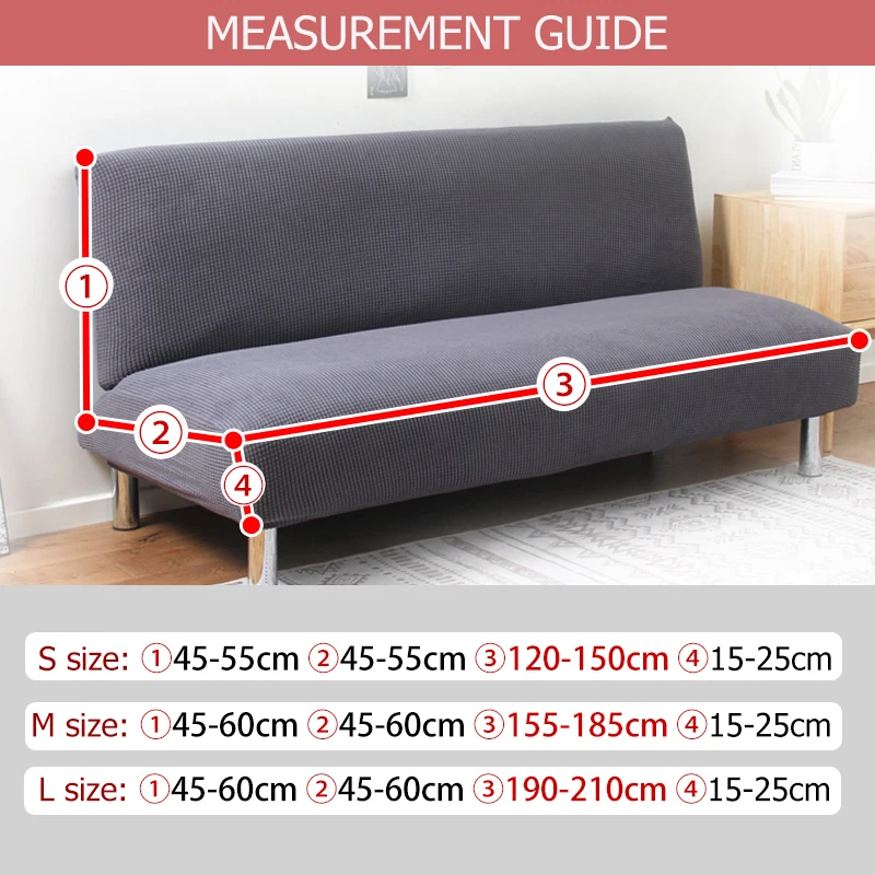 Armless Sofa Bed Cover Elastic Cheap Couch Covers for Living Room Washable Removable Slipcovers Folding Settee Case Solid Color