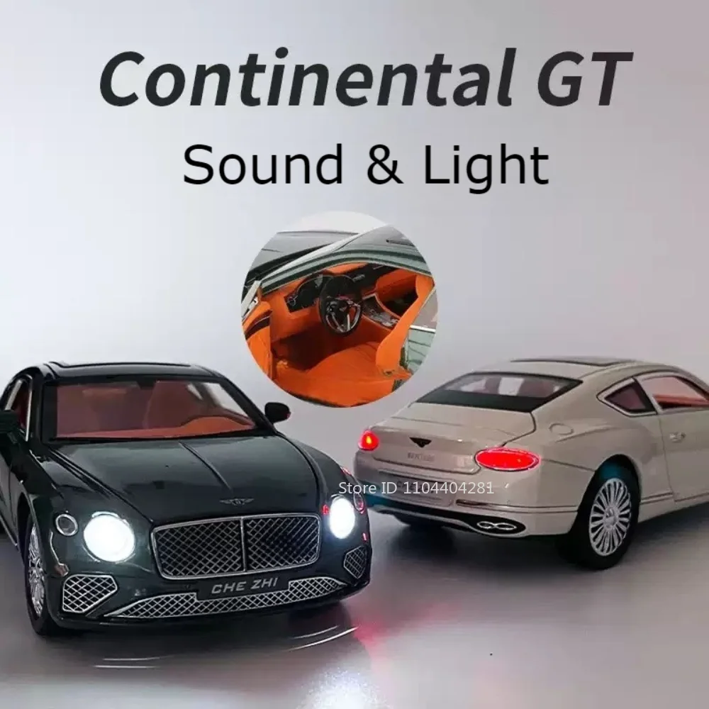 1:24 Continental GT Bentayga Miniature jouet voiture moulé sous pression en alliage modèle 4 portes ouvert son lumière retirer véhicule cadeau de noël