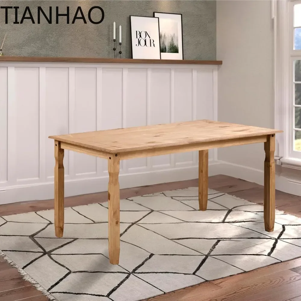 Farmhouse Table and Bench Set, Solid Wood Corner Dining Set 64.8