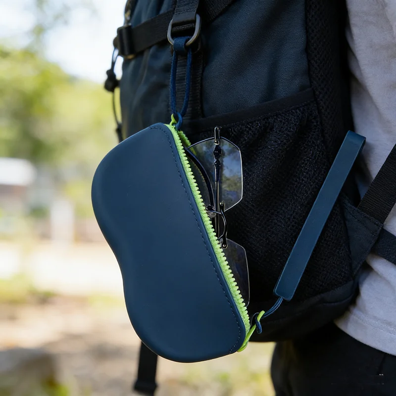 Sac à lunettes en Silicone à fermeture éclair, boîte de rangement de lunettes Portable avec lanière, étui à lunettes de Sport de voyage et de cyclisme, sac à lunettes anti-poussière
