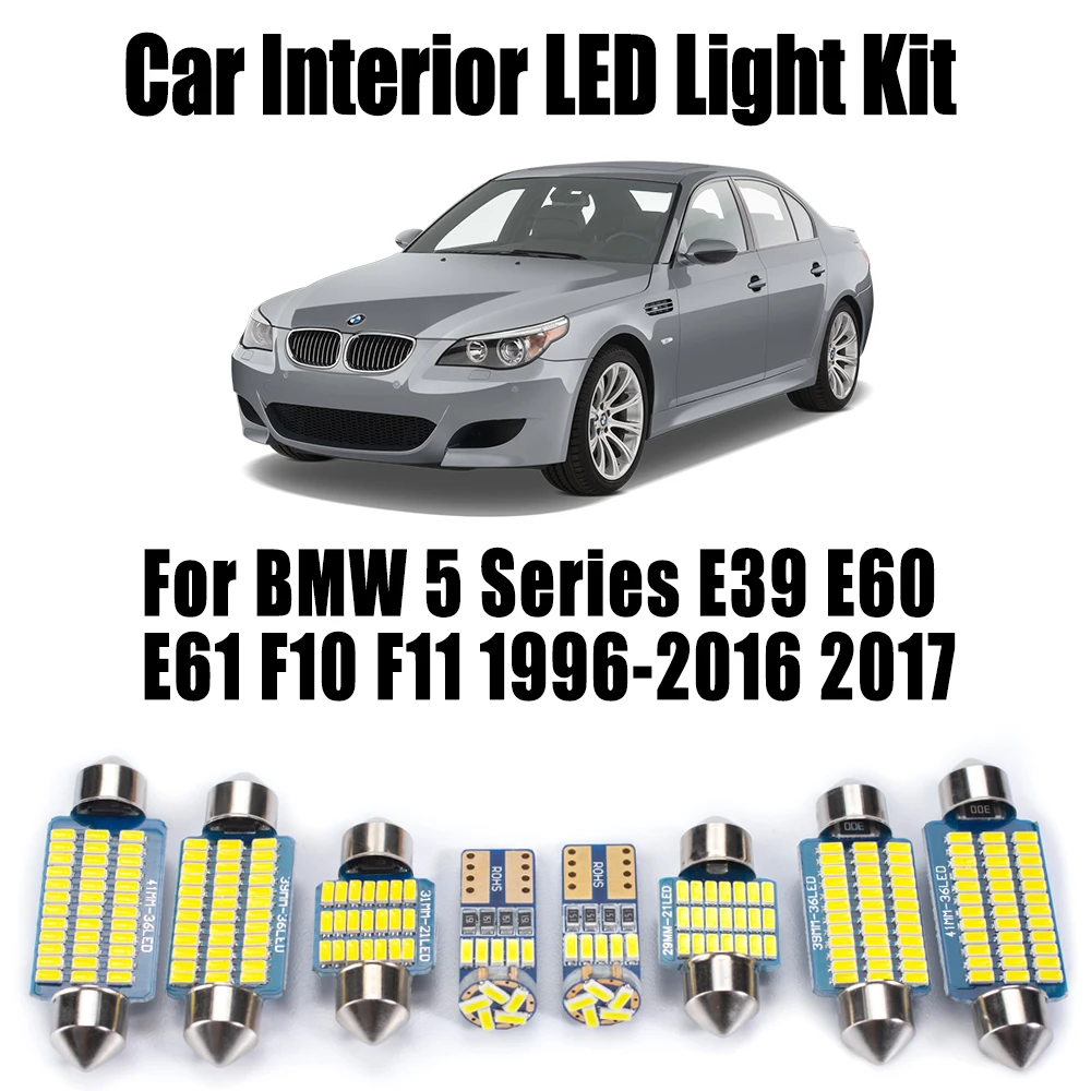 Canbus For BMW 5 Series E39 E60 E61 F10 F11 1996-2017 LED Interior Map Dome Trunk Light Kit Car Accessories Vanity Mirror Bulbs