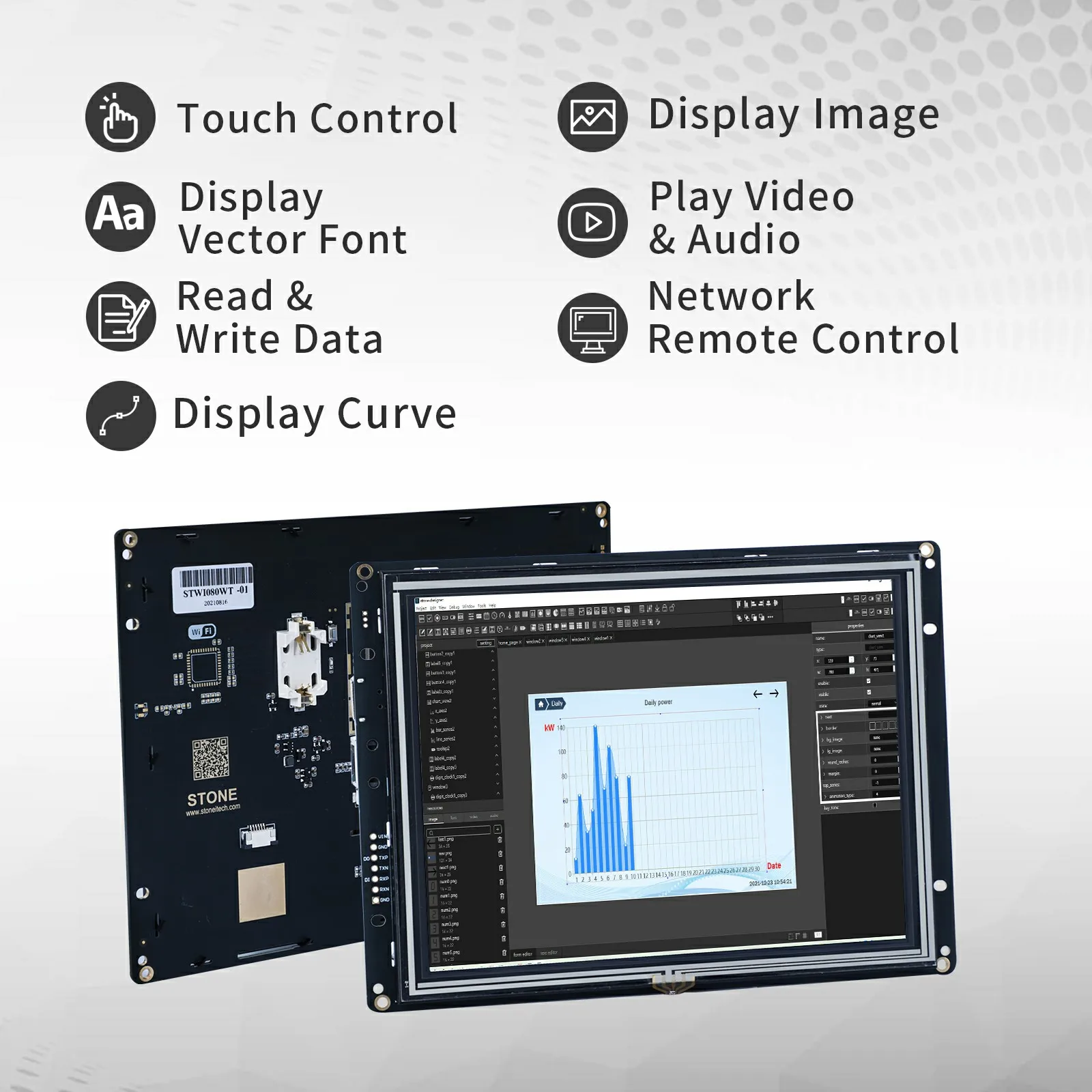 SCBRHMI 10.1 ''Intelligente LCD Touch Display Modul Multifunktions HMI Resistiven ohne Gehäuse