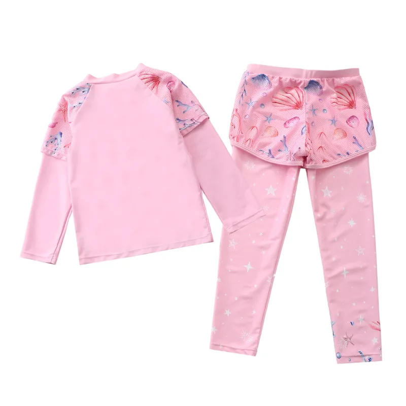 HappyFlute Split Princess Style Two Pieces Set Long-sleeve Trousers And Long-sleeved Cute Baby Girls Swimsuit