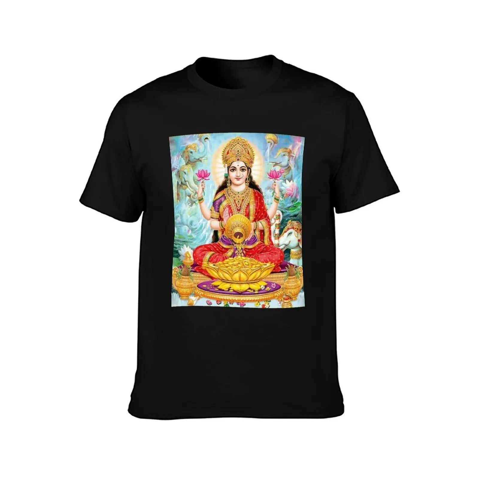 Lakshmi,Goddess of Wealth T-Shirt, Summer Casual Cotton Tee, Oversized Streetwear Tops, Vintage Graphic Print, Unisex Men Women