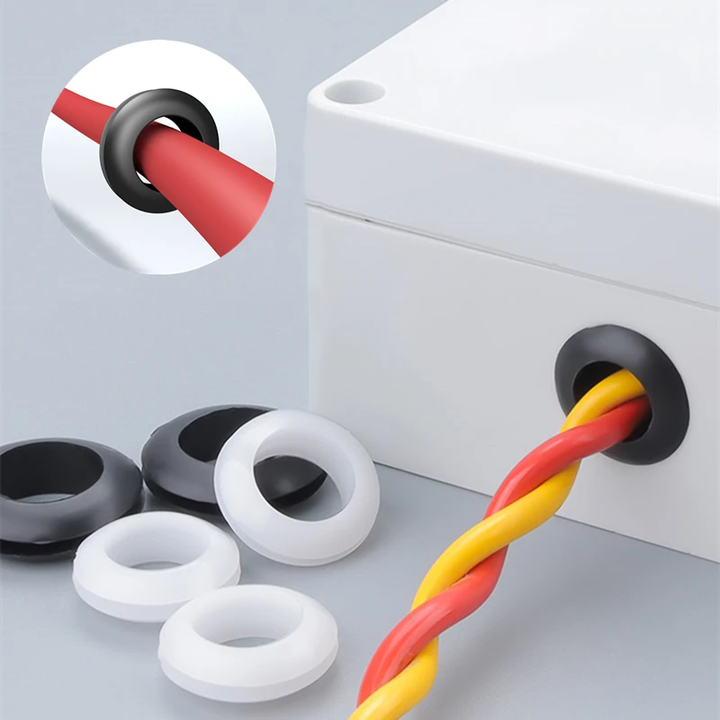 Black/White Rubber Double Sided Protective Coil ID 3-70mm Seal Ring Grommets Cable Out Hole Wire Distribution Box Through Wire